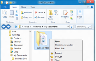 Encrypt using the apps with which you are already familiar using the context menu integration.