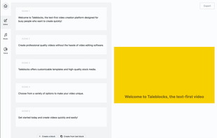 Video creation interface