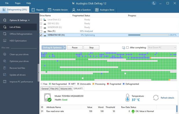 Auslogics Disk Defrag screenshot 1
