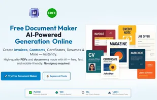 Free Document Maker – AI-powered generator to create invoices, contracts, resumes, quotes, and more. No signup, no watermark, works on all devices.
