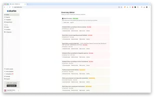 Overview of daily tasks with due dates and quick action buttons (Generate email, Remind me later, Mark as done), helping sales reps stay on top of follow-ups and meetings.