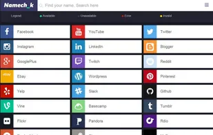 Namechk screenshot 1