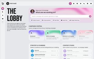 The Lobby is your central, adaptive home screen where you can access tutorials, resume your recent work, and explore the platform’s features organised by agency departments.