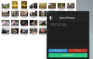 1: Initial Launch & Data Input

Intuitive Interface: The user initiates the process by opening the target folder containing original images and launching the Apex Privacy environment.

Zero-Friction Import: Supporting a native Drag-and-Drop workflow, the tool allows users to simply drag files directly into the processing window, bypassing complex navigation menus.