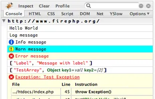 FirePHP screenshot 1