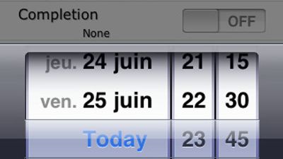 Date selection (release 3.0 on iPhone)