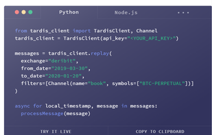 Tardis.dev screenshot 1