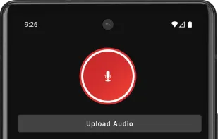 The record page of the SmartStow app, showing the Start Recording and Upload Audio buttons