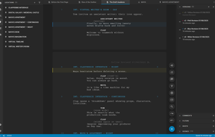 Screenshot of script versioning interface in Clapperbie