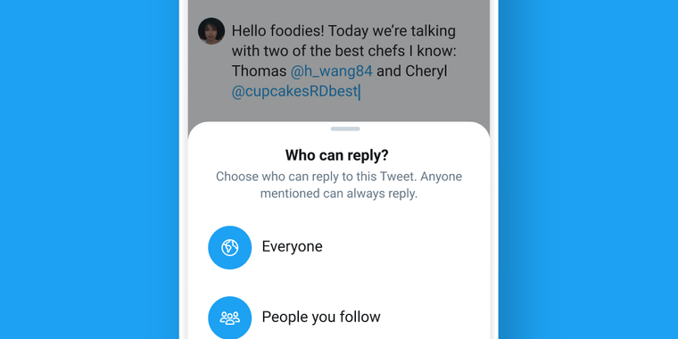 Twitter launches conversation settings to restrict who can reply to your tweets image