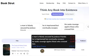 Search Results and Strut Scores at Book Strut