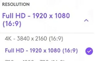 Select your preferred resolution setting from the drop-down menu in the control panel.
