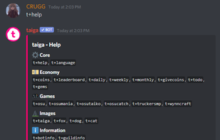 The help command which shows all other commands to the user