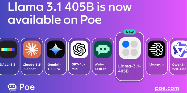 Llama 3.1 405B now available on Poe