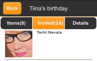 WishSimply mobile app. Contacts screen.
