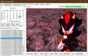 Main interface showing filter and calendar