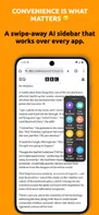 An overlay sidebar that you can access over app app that you choose using swipe and execute ai action without changing the screen.
