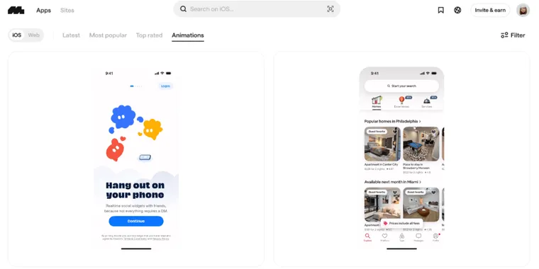 Mobbin introduces animations and new filter options image