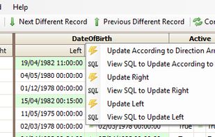 Example dropdown menu for fast data synchronization.