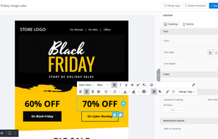 MailBluster Drag & Drop editor