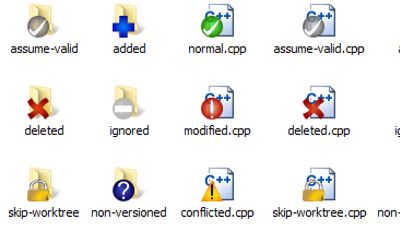 Overlay icons in explorer indicating the status of files and folders
