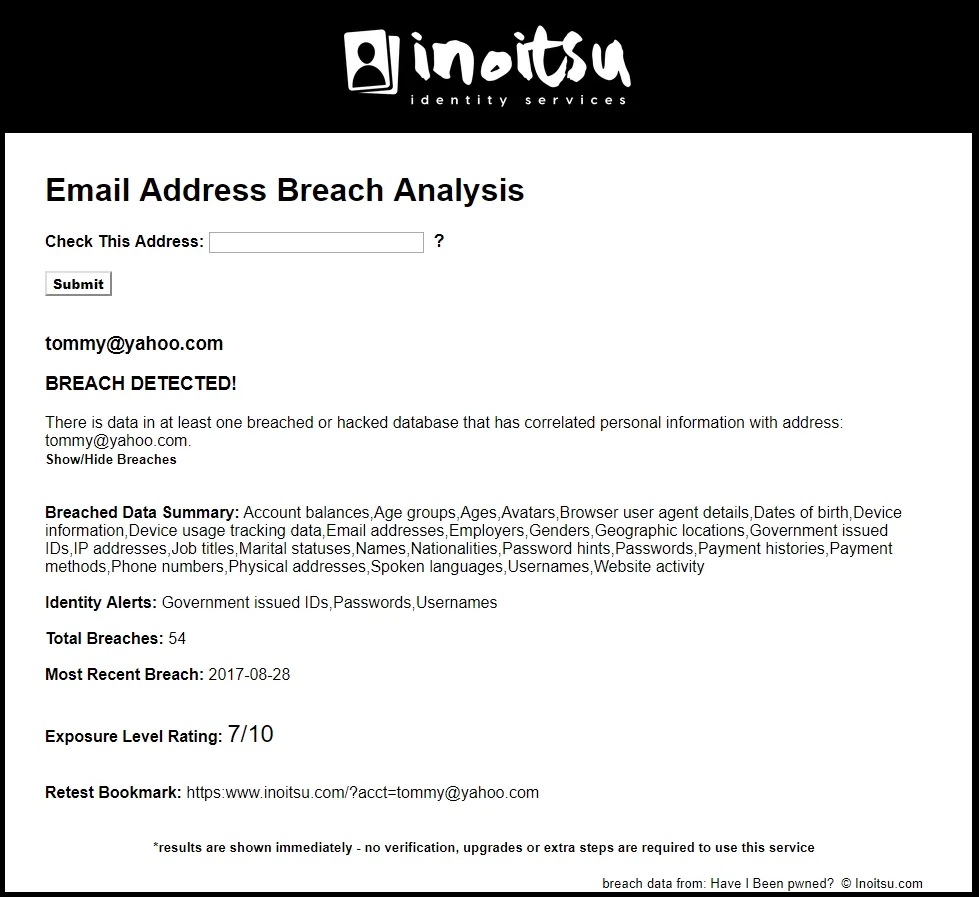 Inoitsu Email Address Breach Analysis Alternatives and Similar Sites