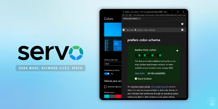 Servo latest update boosts speed, xPath, and adds dark mode & advanced CSS support image