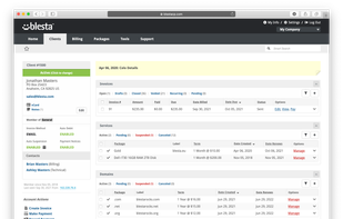 Client profile in staff area.