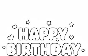 text to coloring: happy birthday