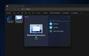 Send file screen of the Blip app for Windows in Dark Mode