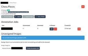 Example project home page. Some sensitive data removed.