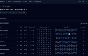Keyword research results