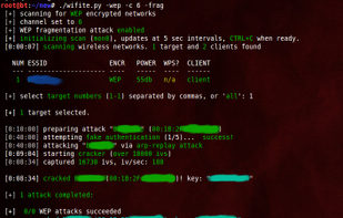 successful WEP attack (after 90 seconds)