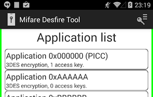 MIFARE DESFire EV1 NFC Tool screenshot 1