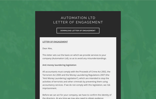 We've built a secure and GDPR compliant document portal. Both the accountant and client can upload and share documents between each other; including automatically generated letters of engagement!