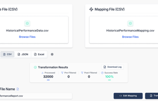 Upload source file - upload mapping file - transform