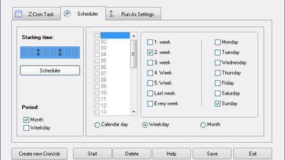 Start tasks monthly e.g. on the 2nd sunday of every month