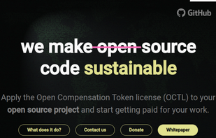 Main website of the Open Compensation Token License, linking the whitepaper and the github repositories