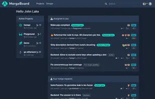 Dashboard showing the merge requests you are responsible for.