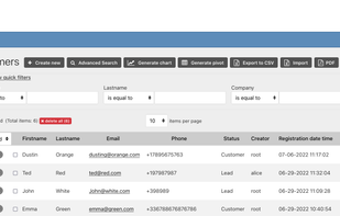 A CRM app created with DaDaBIK