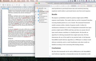 Import your manuscript from amongst a dozen supported formats: MS Word, RTF, OpenOffice,(Multi)Markdown, LaTeX, and many more.