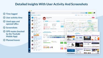 Informative dashboards: A bird-eye view dashboard shows time worked summaries, employee absence days, and alerts about missing time reports (less time than expected).
