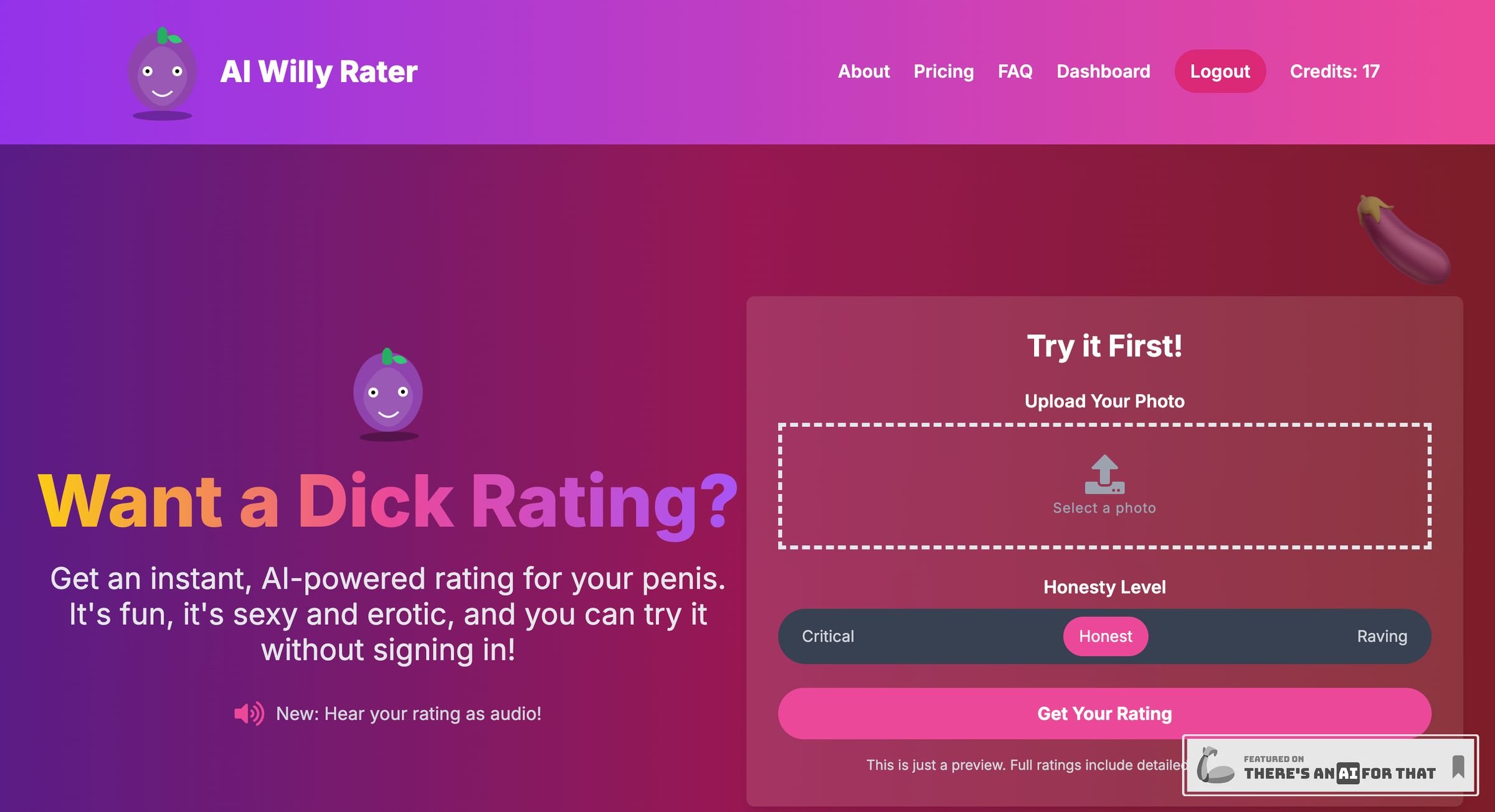 AI Willy Rater AI tool for instant, private photo ratings AlternativeTo