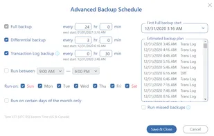 SqlBak advanced backup job schedule