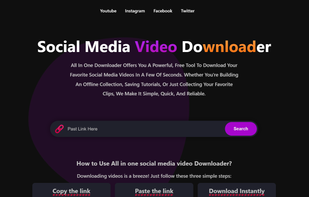 Home page of all in one downloader , here you can download video from any of four social media 