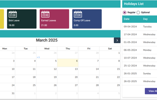 Create leave policies, allocate leaves, approve/reject leave requests and track balances easily. Managers get notifications on pending requests.