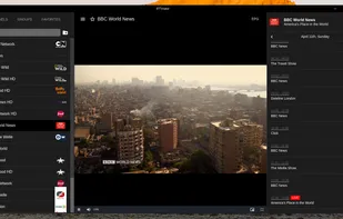 Channels list with video player and activated dark theme
