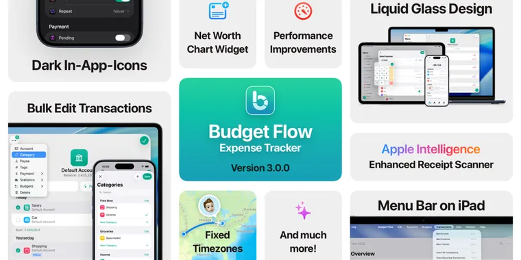 Budget Flow 3.0.0 brings redesign, improved receipt scanner, and AI categorization image