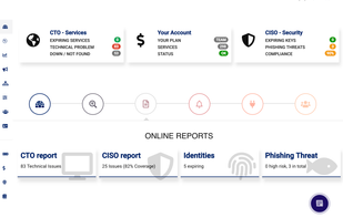 Main dashboard linking to main KEYCHEST features