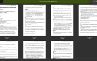 Custom dark green KDE Theme and PDF Arranger, showing the german "Law of Assembly"